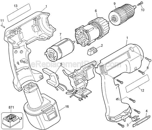 Page A Diagram and Parts List for Q120 Type 1 Black and Decker Cordless Drill